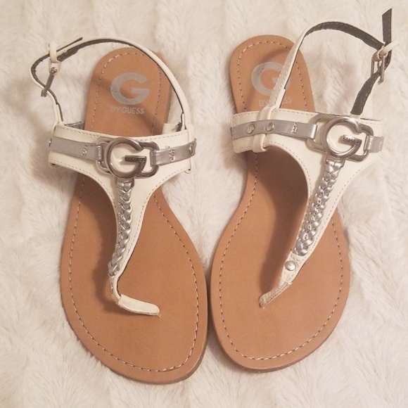 guess white sandals